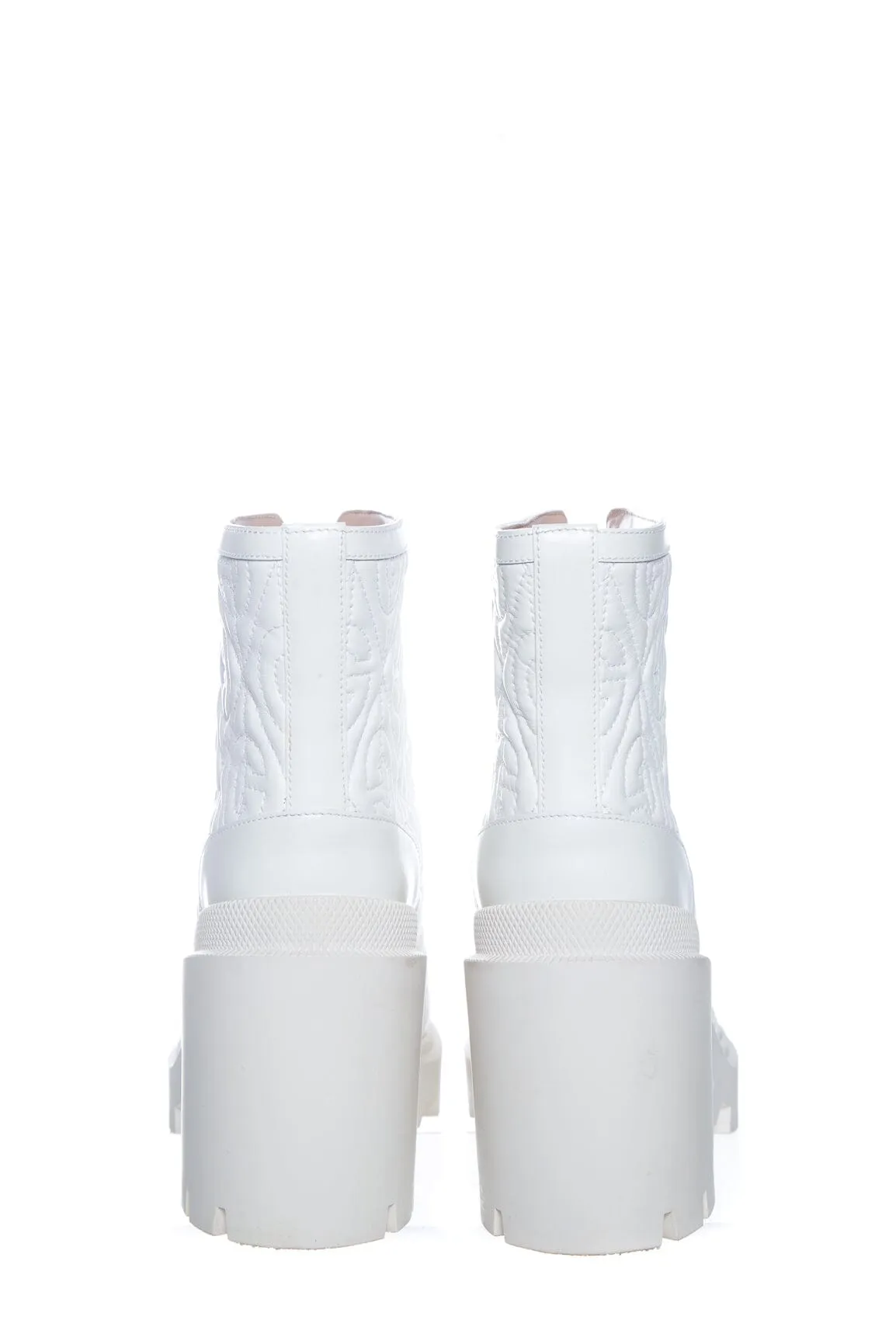 Gucci Cream Platform GG Zip Front Boots SZ 39