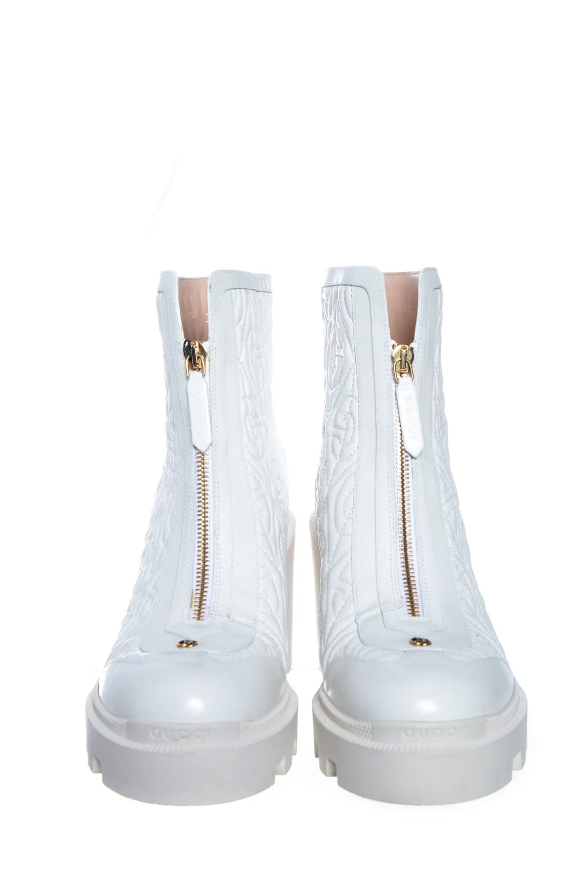 Gucci Cream Platform GG Zip Front Boots SZ 39