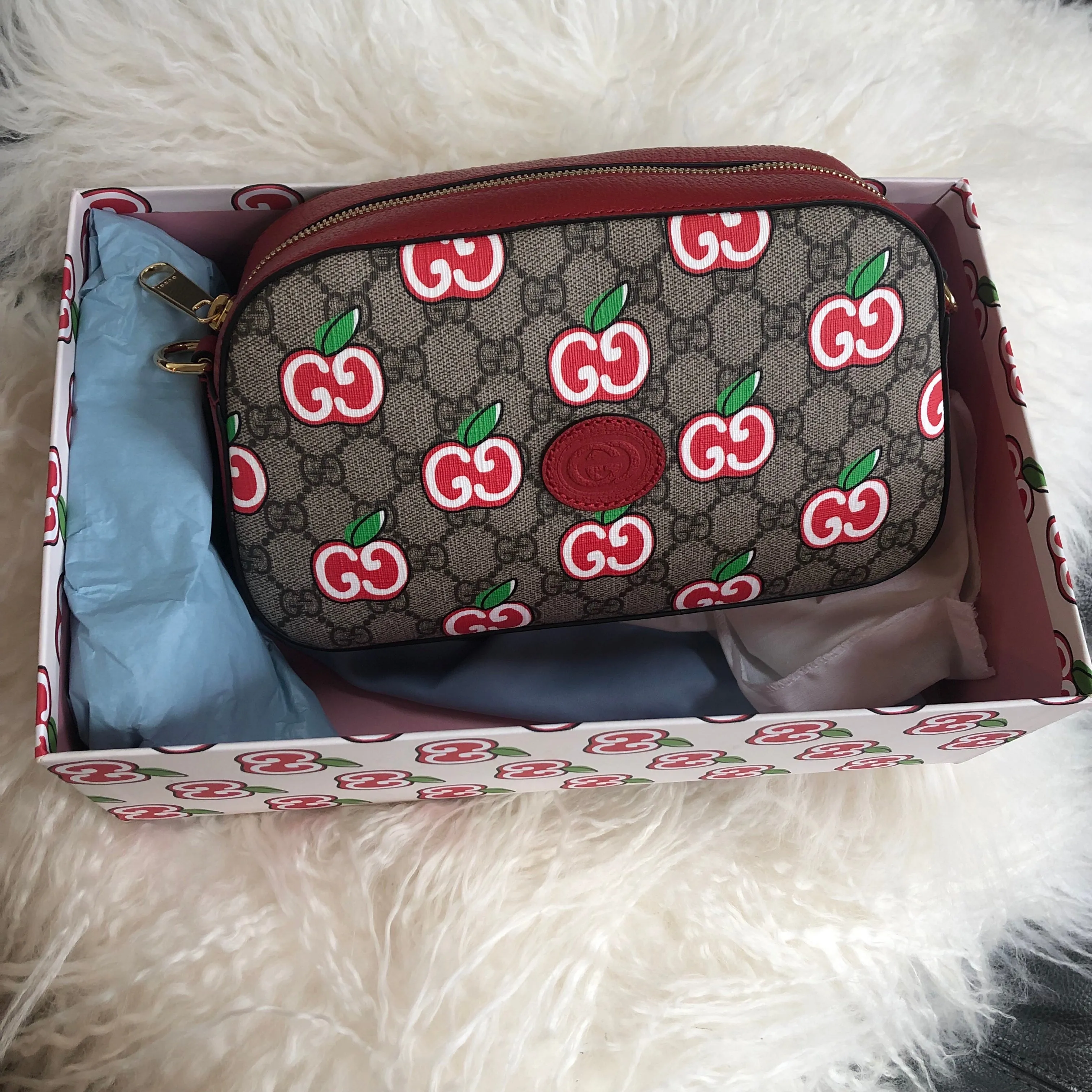 Gucci GG Supreme Canvas Apple Shoulder Bag