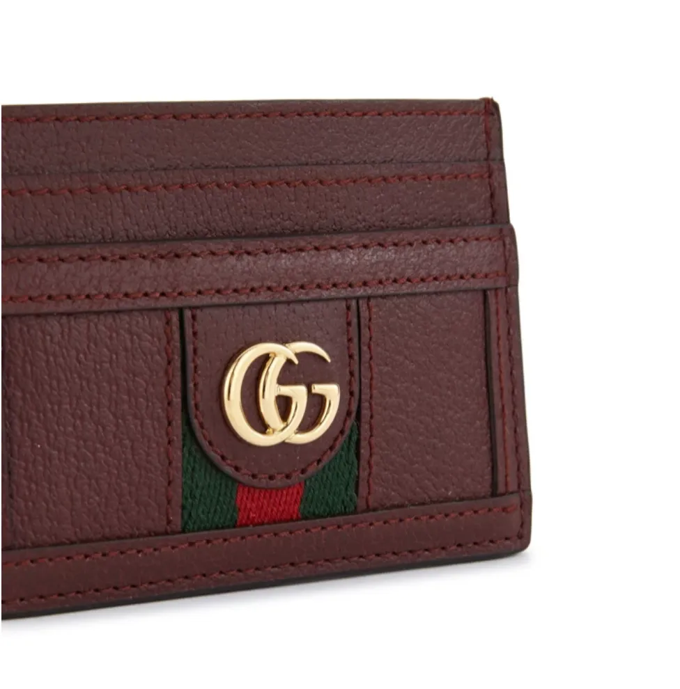 Gucci Ophidia GG Leather Cardholder in Burgundy
