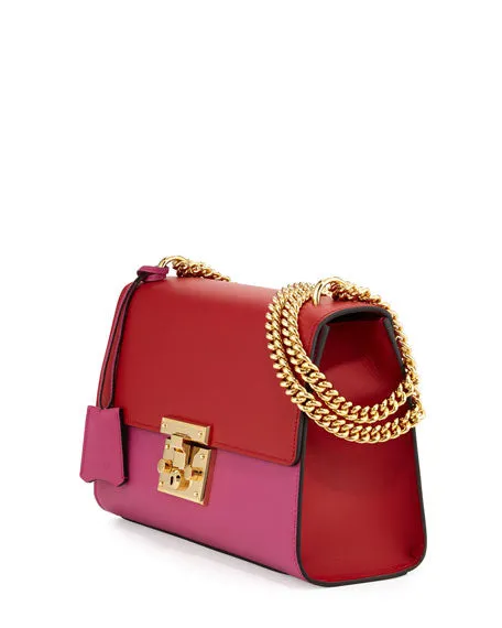 Gucci Padlock Leather Shoulder Bag in Bitone Pink