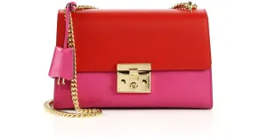 Gucci Padlock Leather Shoulder Bag in Bitone Pink