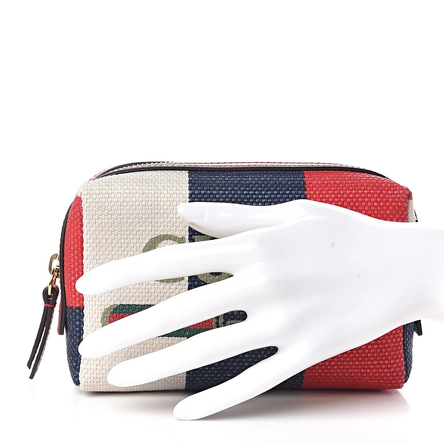 Gucci Sylvie Stripe Travel Pouch in Red, White and Blue