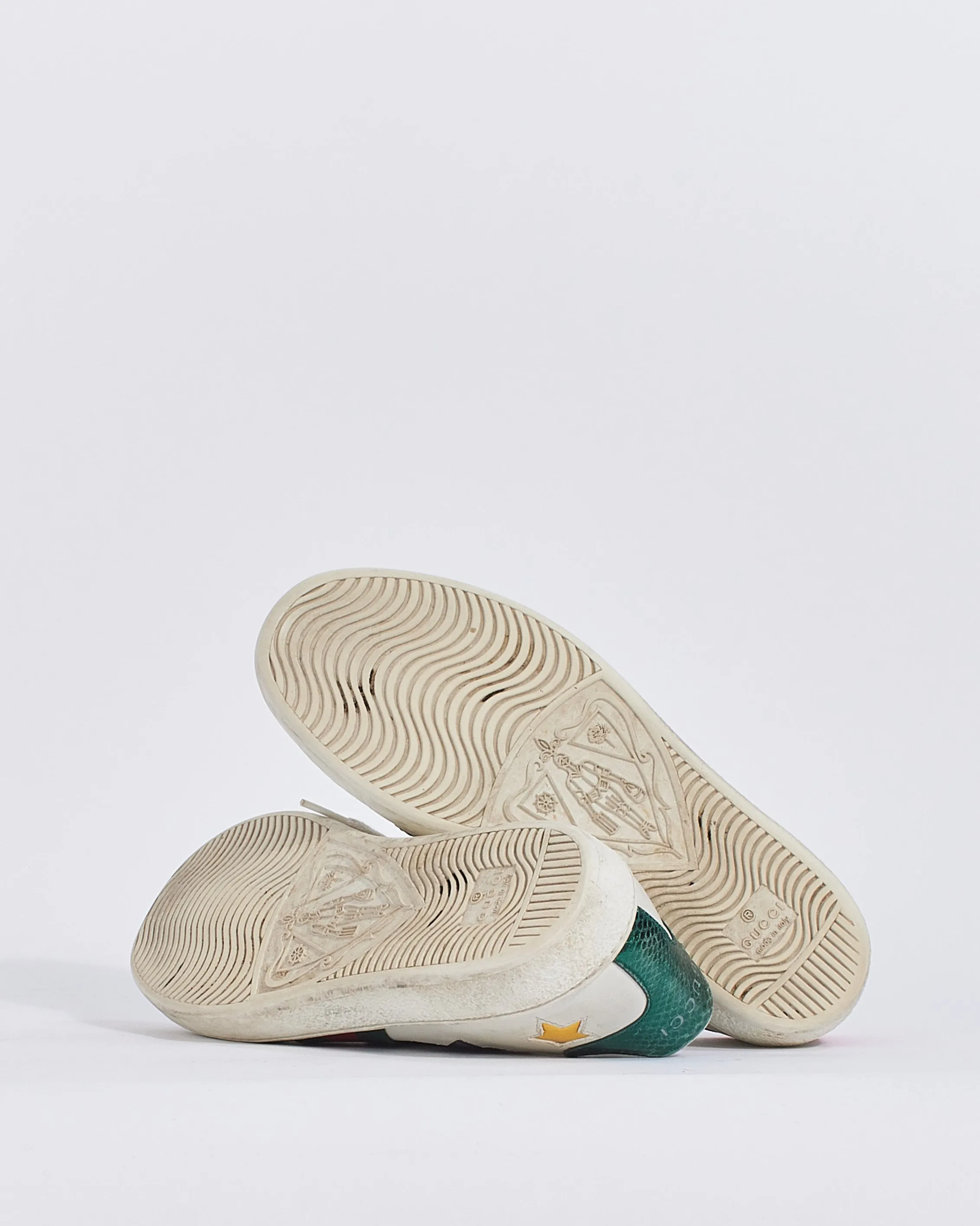 Gucci White Leather Ace Stars Low Top Sneakers - 35.5