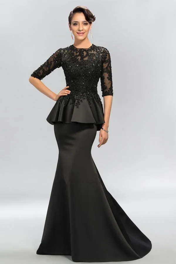 Half Sleeves Appliques Sequins Long Prom Dresses Evening Dresses PG328