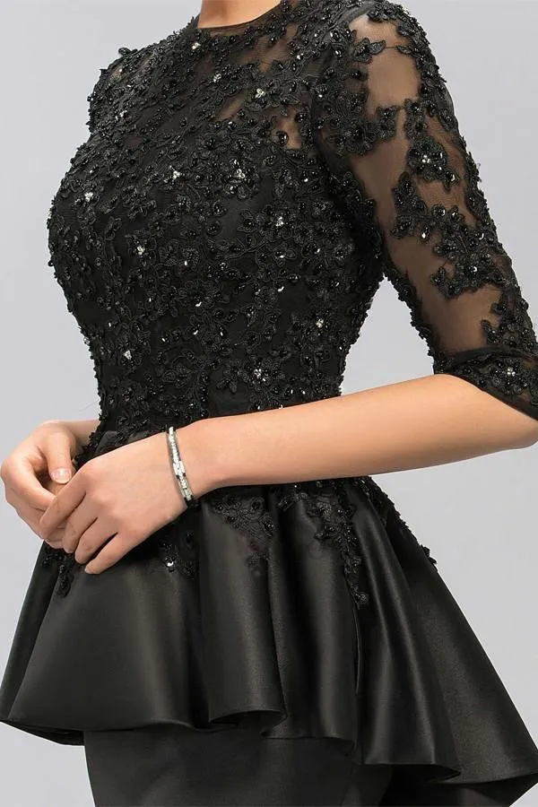 Half Sleeves Appliques Sequins Long Prom Dresses Evening Dresses PG328