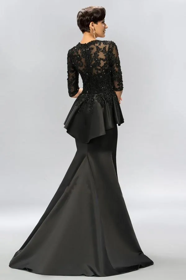 Half Sleeves Appliques Sequins Long Prom Dresses Evening Dresses PG328