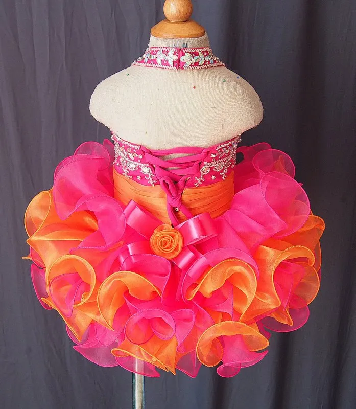 Halter Beaded Bodice Infant/toddler/baby/children/kids Girl's Pageant Dress 1-4T G073-2
