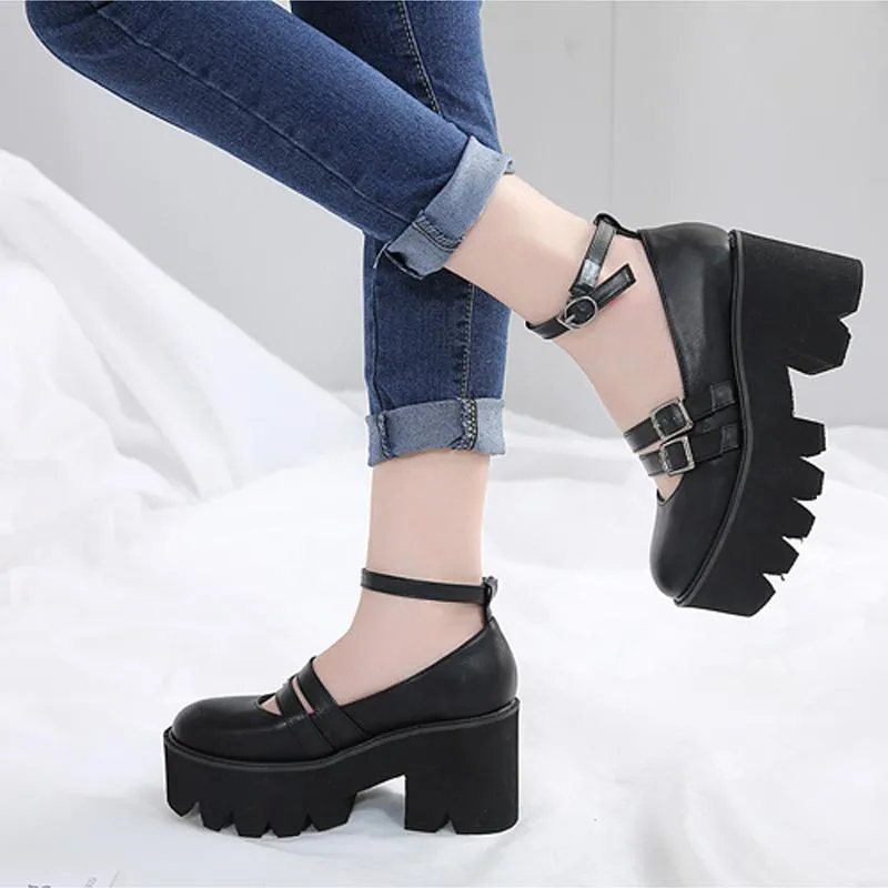 Harajuku Black Strap Shoes SD00513