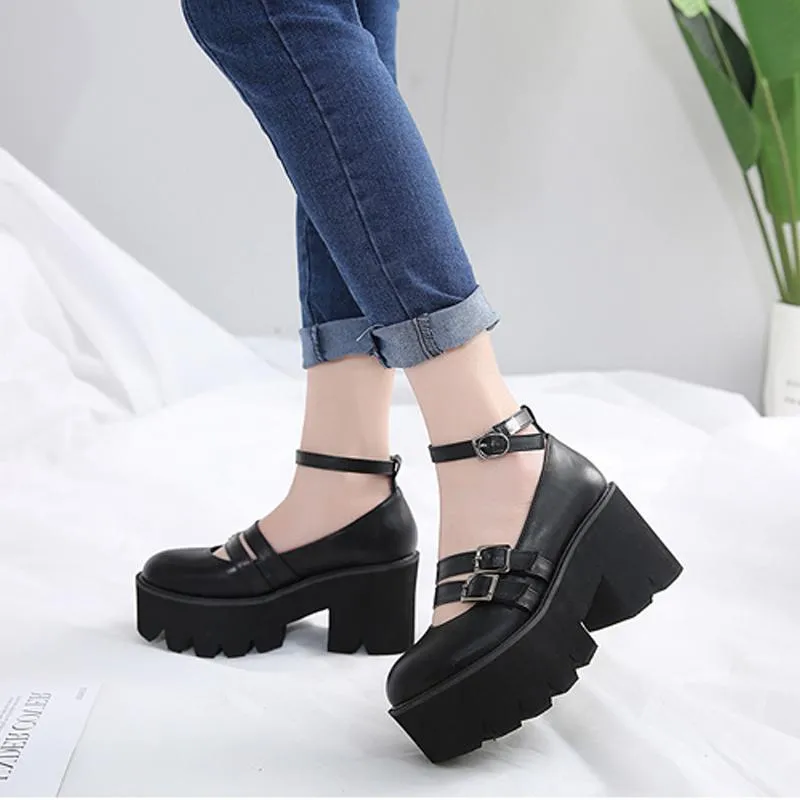 Harajuku Black Strap Shoes SD00513