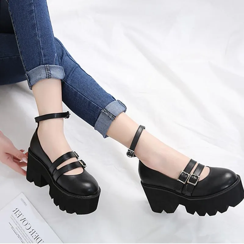 Harajuku Black Strap Shoes SD00513