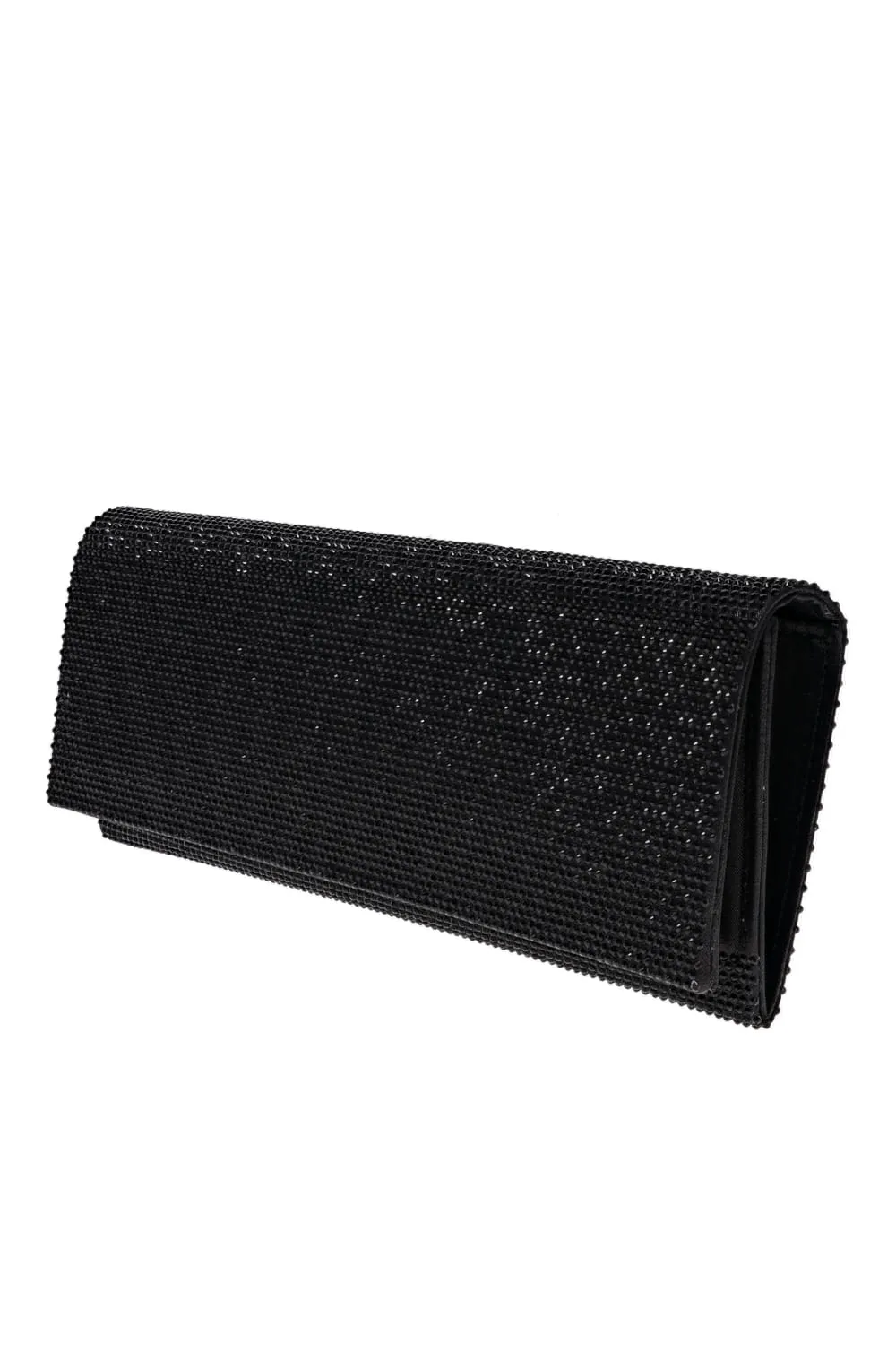 Jet Crystal Embellished Envelope Clutch