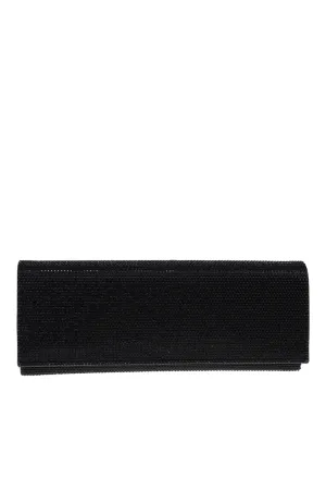 Jet Crystal Embellished Envelope Clutch