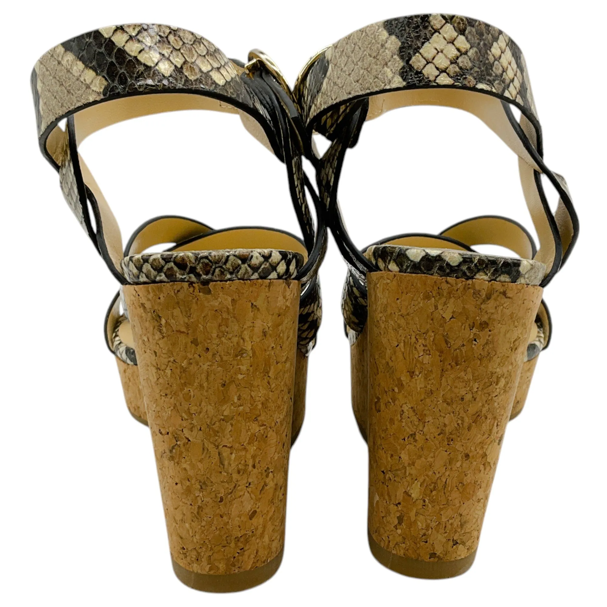 Jimmy Choo Snake Embossed Aleli Cork Wedge Sandals