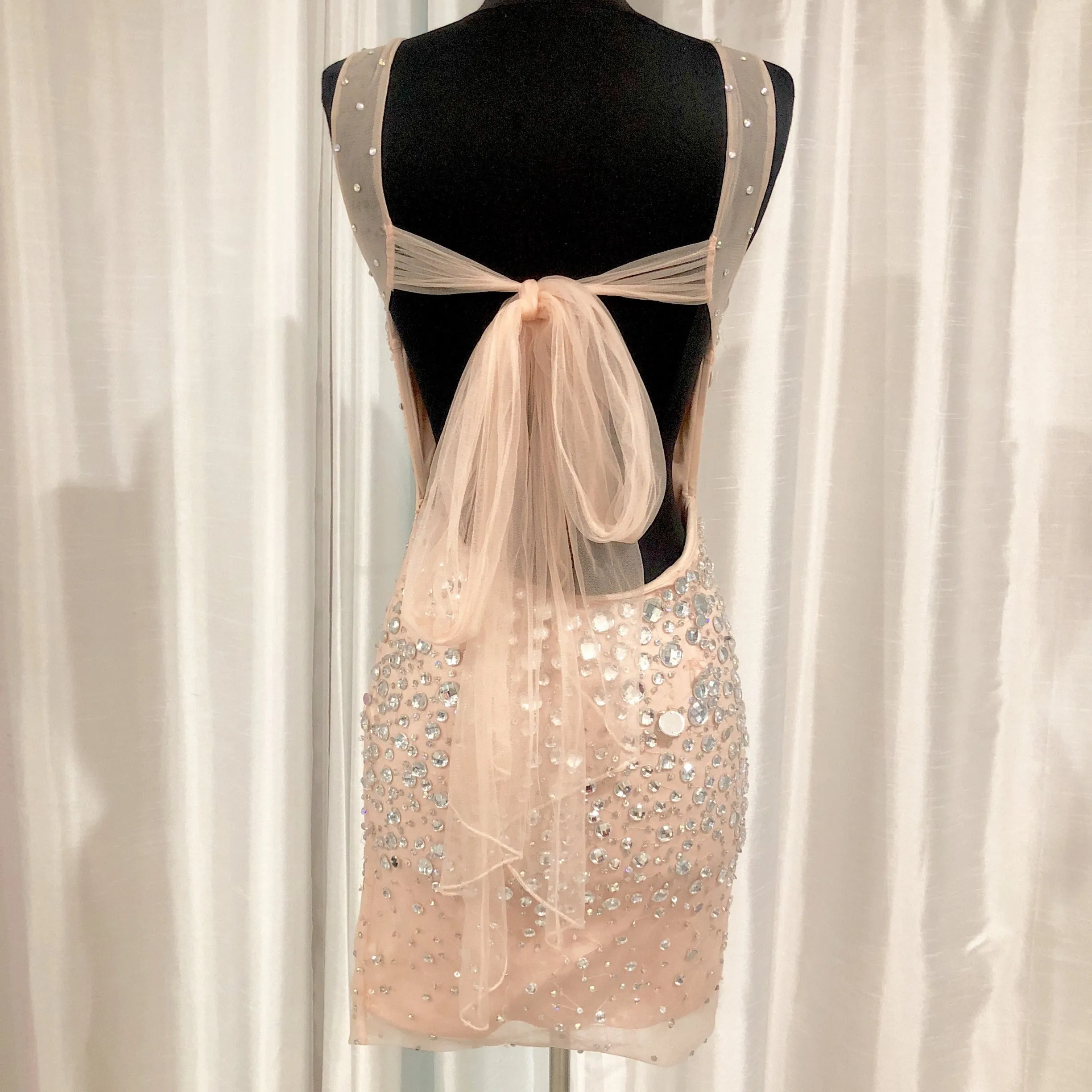 JOVANI Blush Embellished Sheath Dress Size 4