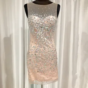 JOVANI Blush Embellished Sheath Dress Size 4