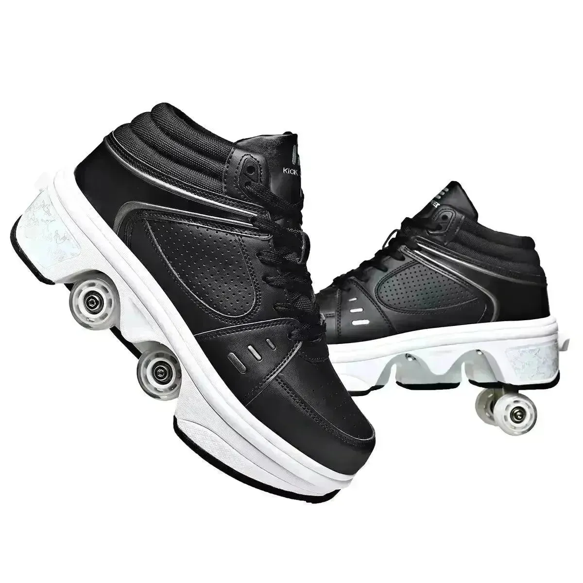 Kick Speed Four-Wheel 2 in 1 Deformation Roller Skate Shoes