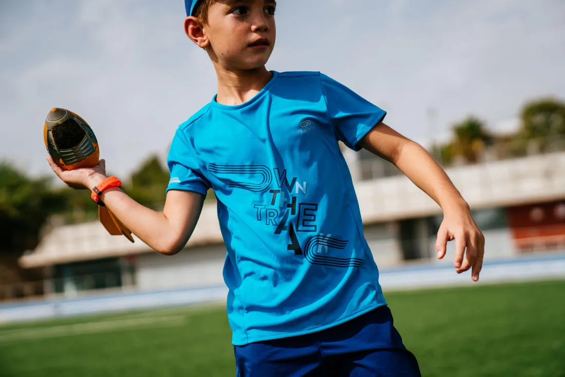 Kids' Baggy Running or Athletics Shorts AT 100 - Ink Blue