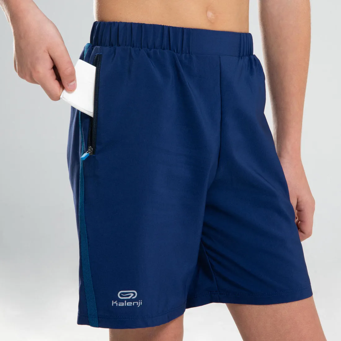 Kids' Baggy Running or Athletics Shorts AT 100 - Ink Blue