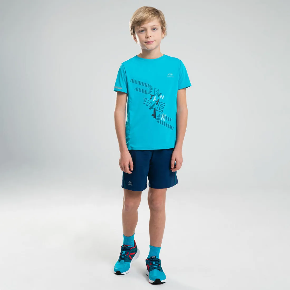 Kids' Baggy Running or Athletics Shorts AT 100 - Ink Blue
