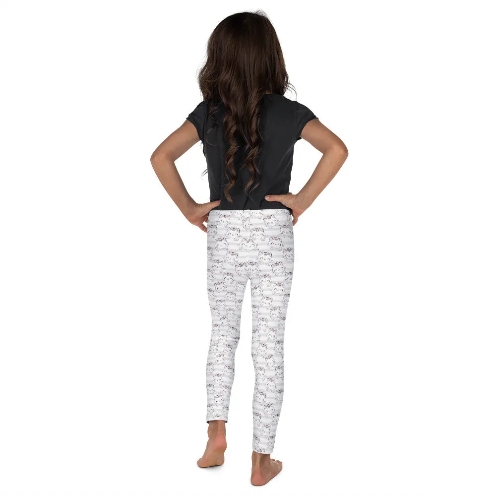 Kitty Love Gray Stripes - Valentine's Day - Kid's Leggings