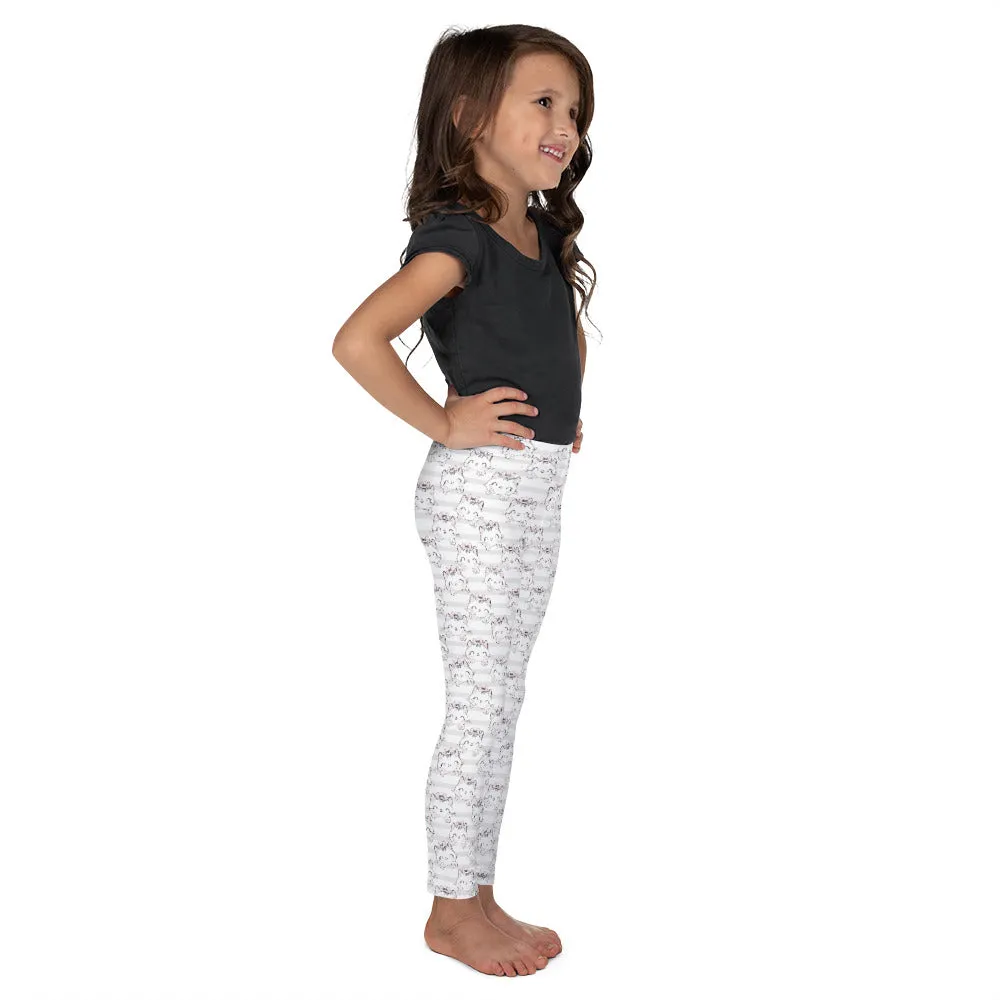 Kitty Love Gray Stripes - Valentine's Day - Kid's Leggings