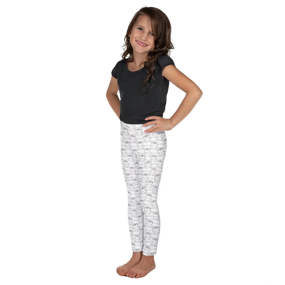 Kitty Love Gray Stripes - Valentine's Day - Kid's Leggings