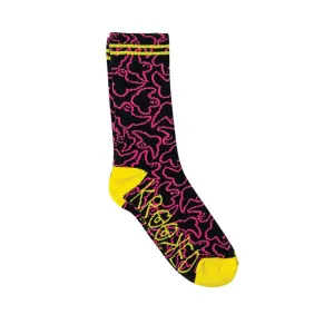 Krooked Multi Birds Sock - Black / Pink