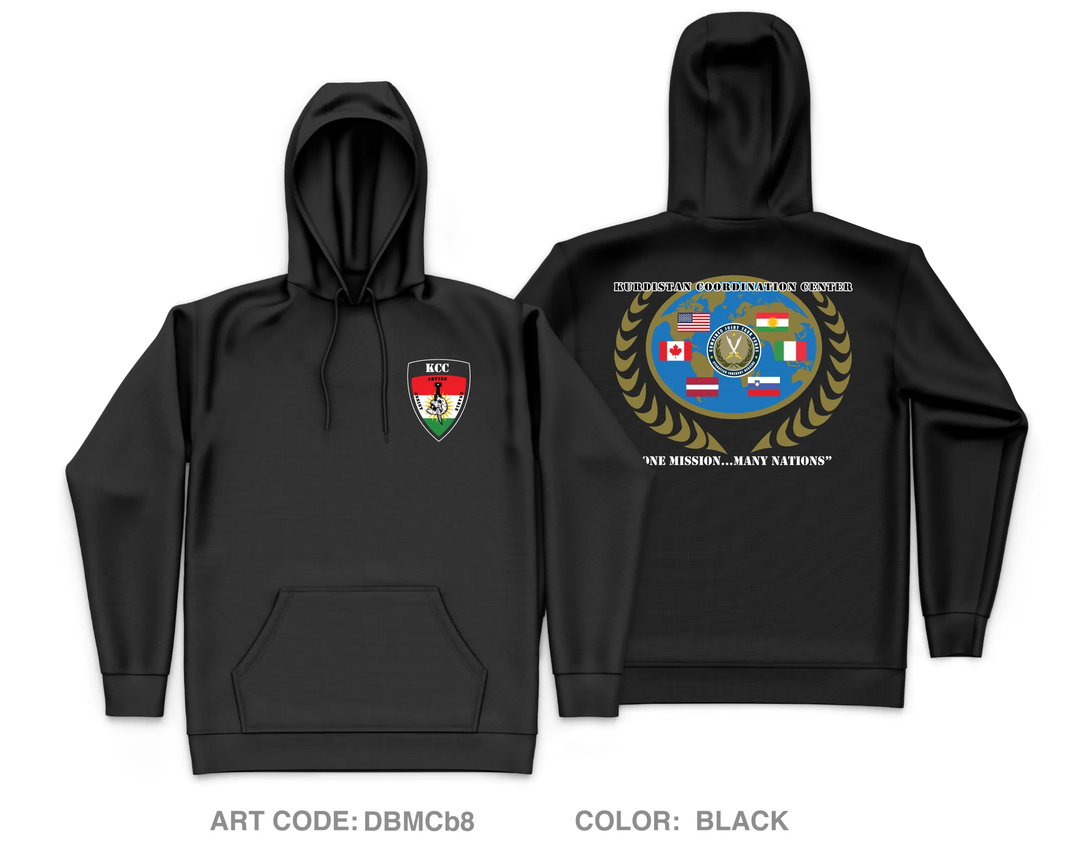 Kurdish Coordination Center, Military Advisor Group-North, CJTF-OIR Core Men's Hooded Performance Sweatshirt - DBMCb8