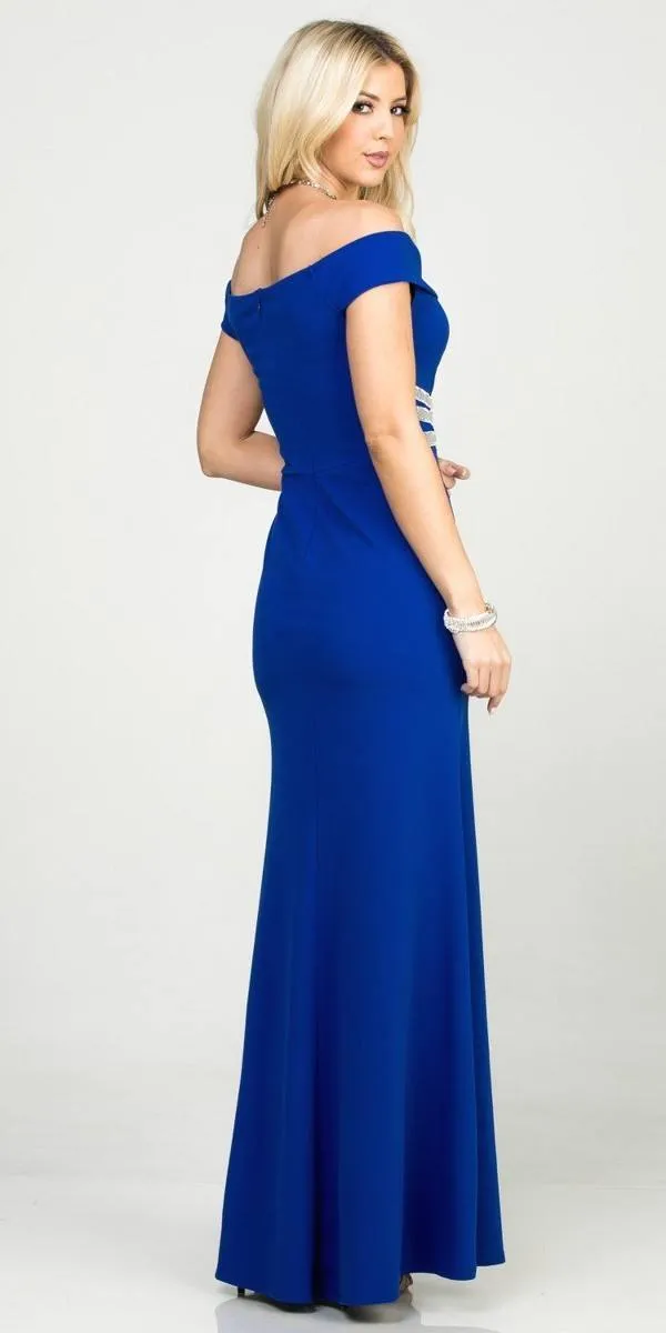 La Scala 25350 Mermaid Long Formal Dress Off-Shoulder Scuba Grepe Gown