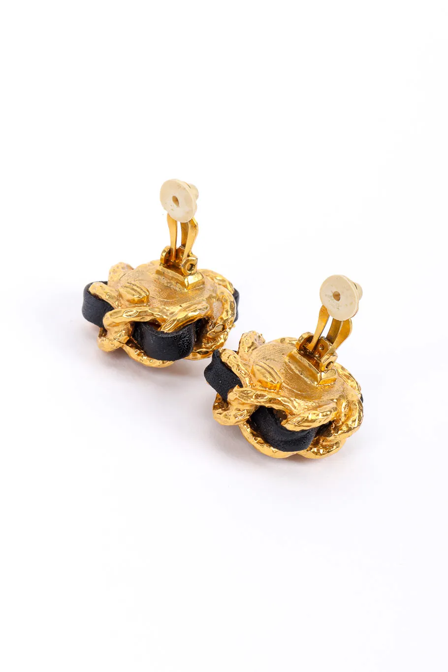 Leather Chain Pearl Earrings