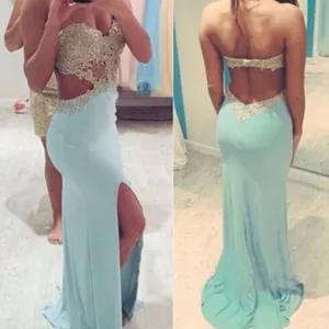 light blue evening dresses long mermaid lace appliqué backless sexy formal dresses evening gown 2020