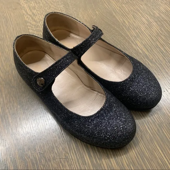 London Kids Girls Black Sparkly Shoes size 28