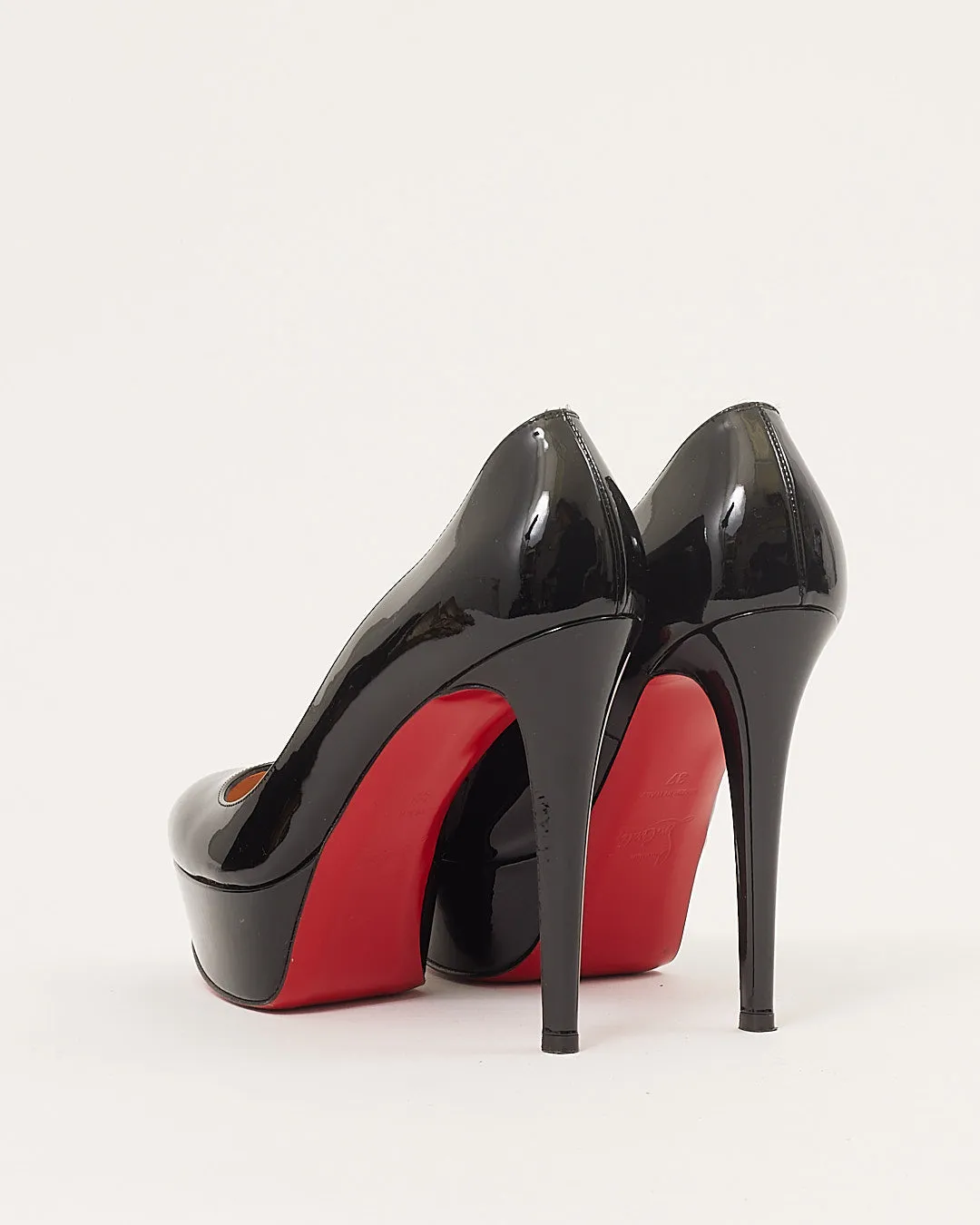 Louboutin Black Patent Leather Bianca Platform Pumps - 38