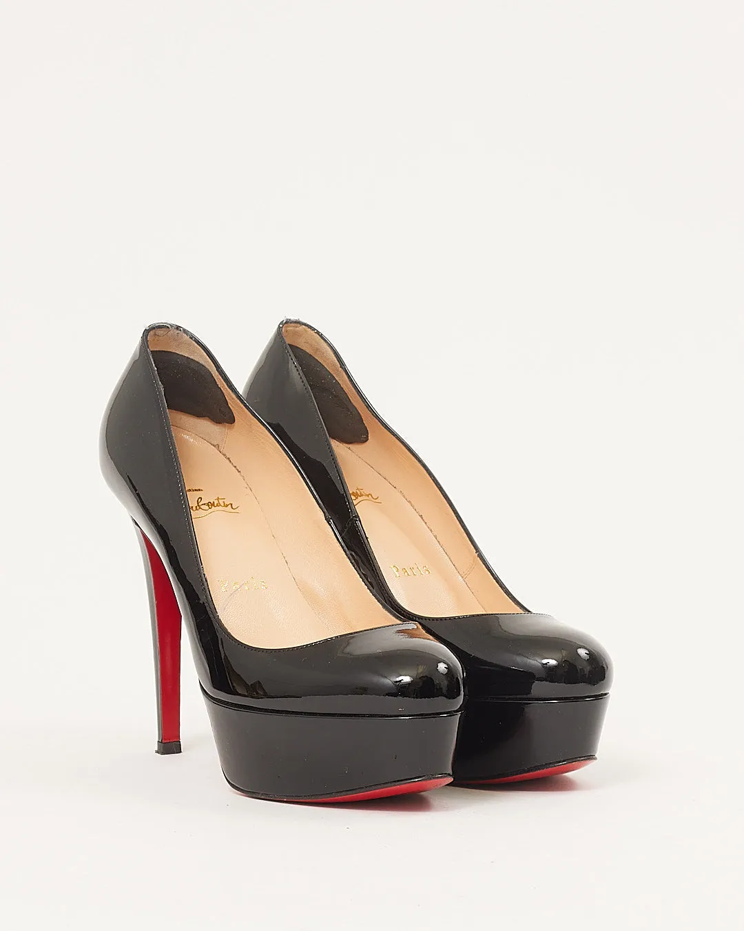 Louboutin Black Patent Leather Bianca Platform Pumps - 38