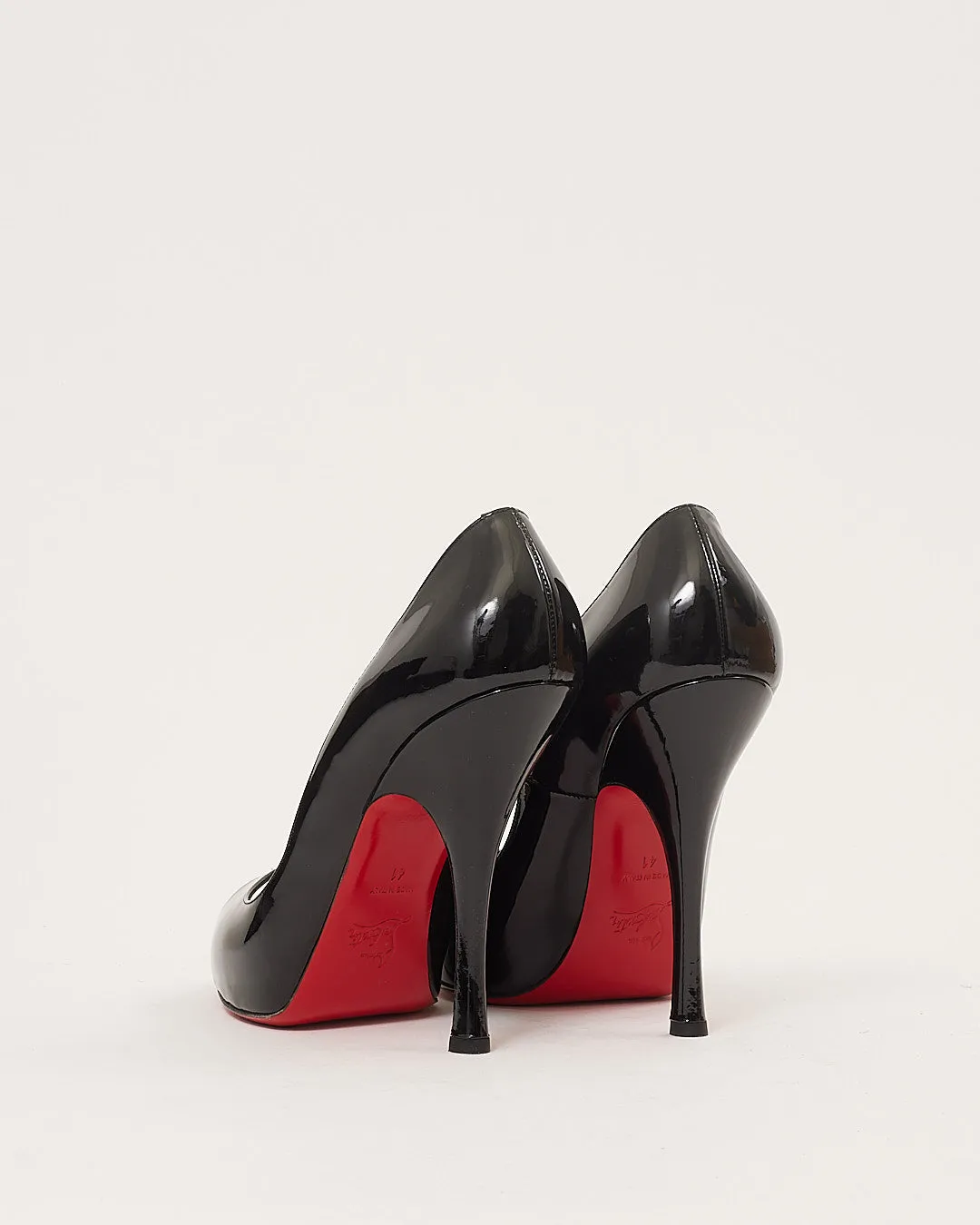 Louboutin Black Patent Peep Toe Maryl Pumps - 41
