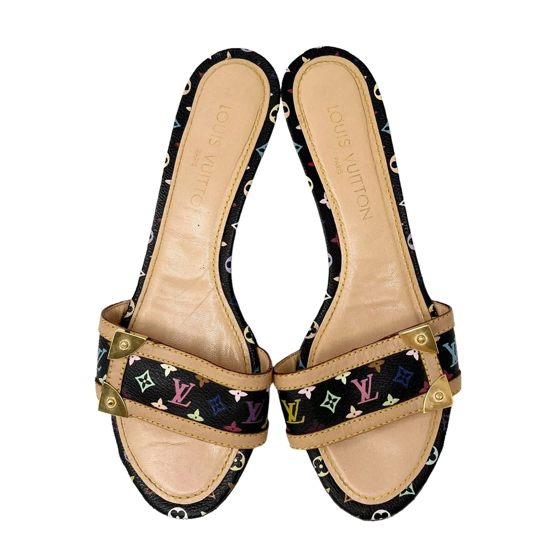 Louis Vuitton Black Multicolor Sandals