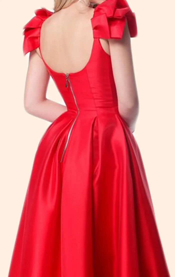 MACloth Straps Scoop Neck Long Prom Dress Red Formal Evening Gown
