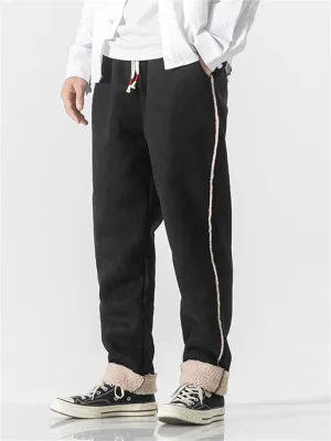 Men's Casual Fleece-lined Winter Drawstring Trousers