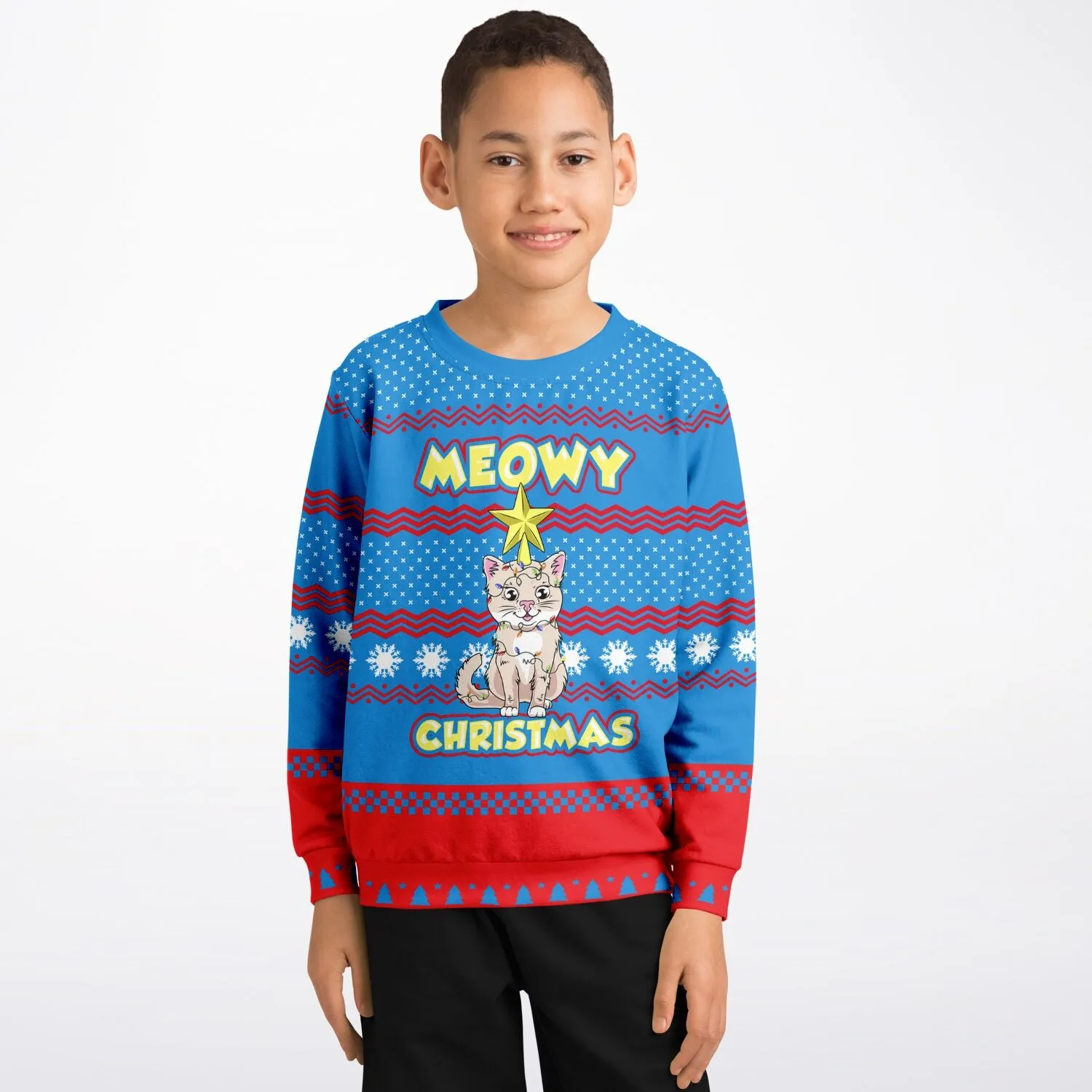 Meowy Christmas - Athletic Kids/Youth Sweatshirt