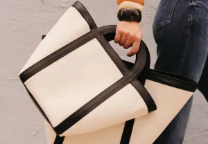 Mesch Black and Canvas Mini Tote Bag
