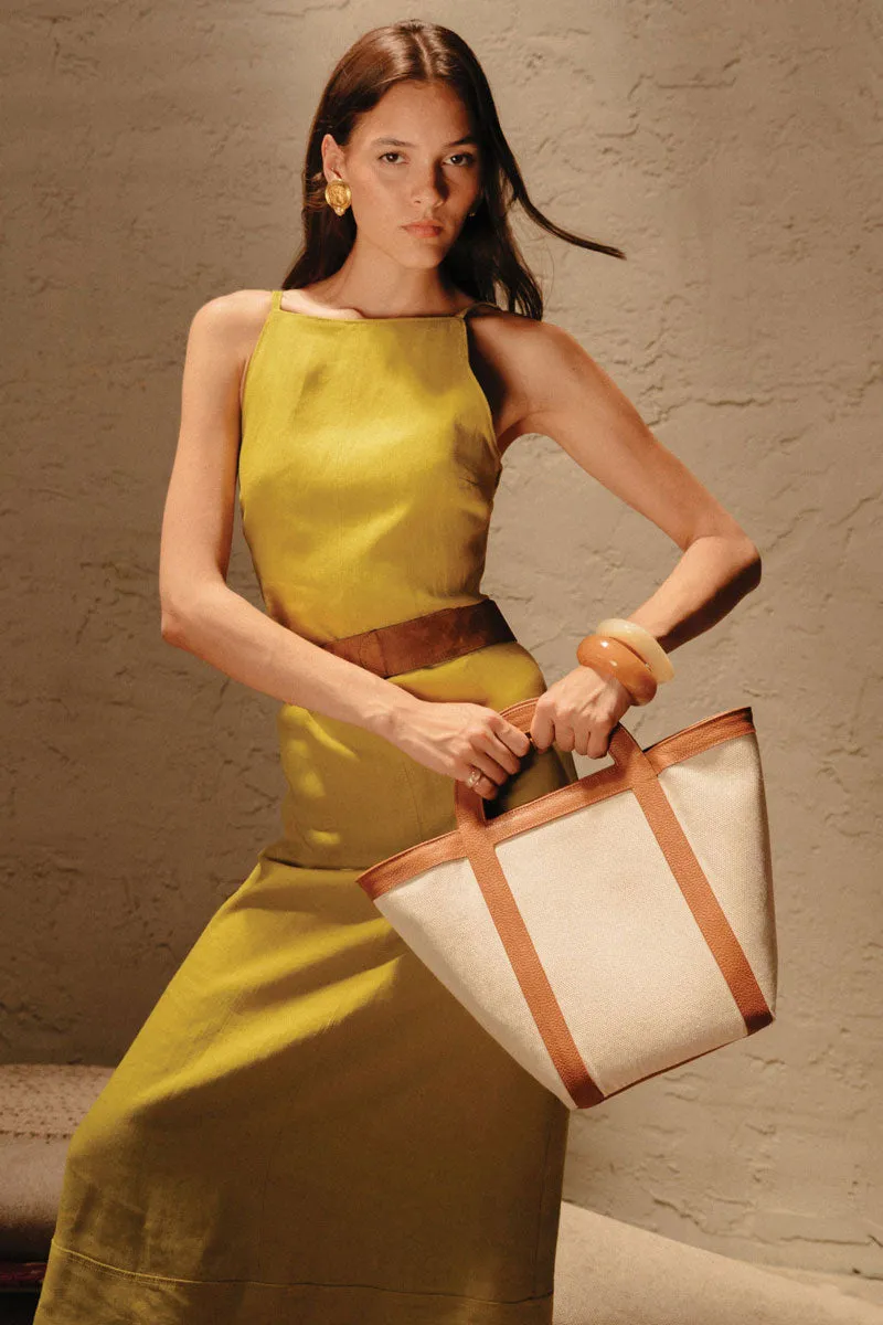 Mesch Caramel and Canvas Mini Tote Bag