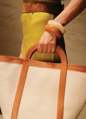 Mesch Tote Bag in Caramel and Canvas