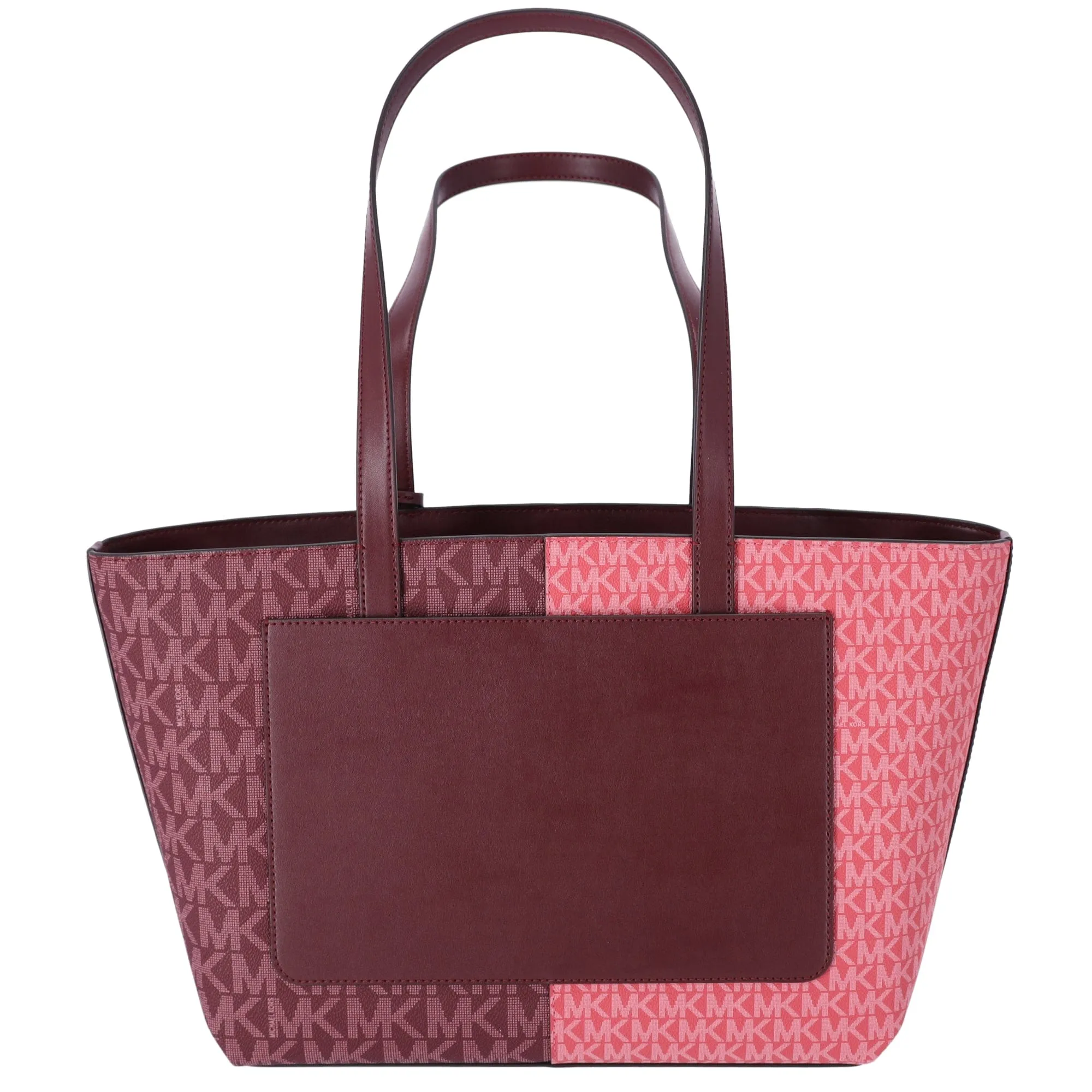 Michael Kors Jet Set Travel Medium Zip Top Tote Oxblood Multi MK Signature