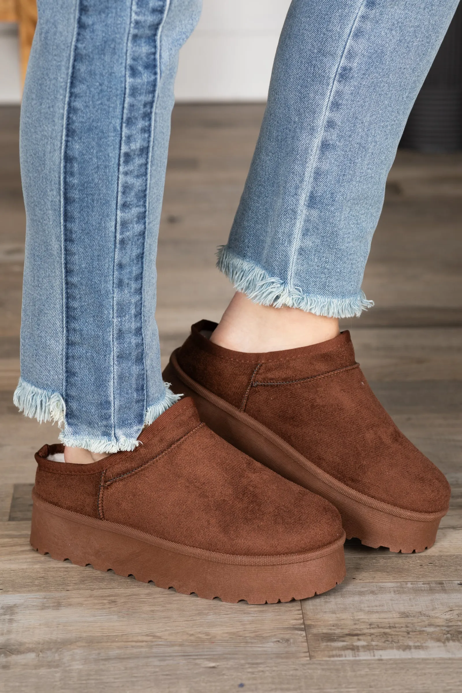 Mini Ankle Platform Fur Slip Ons