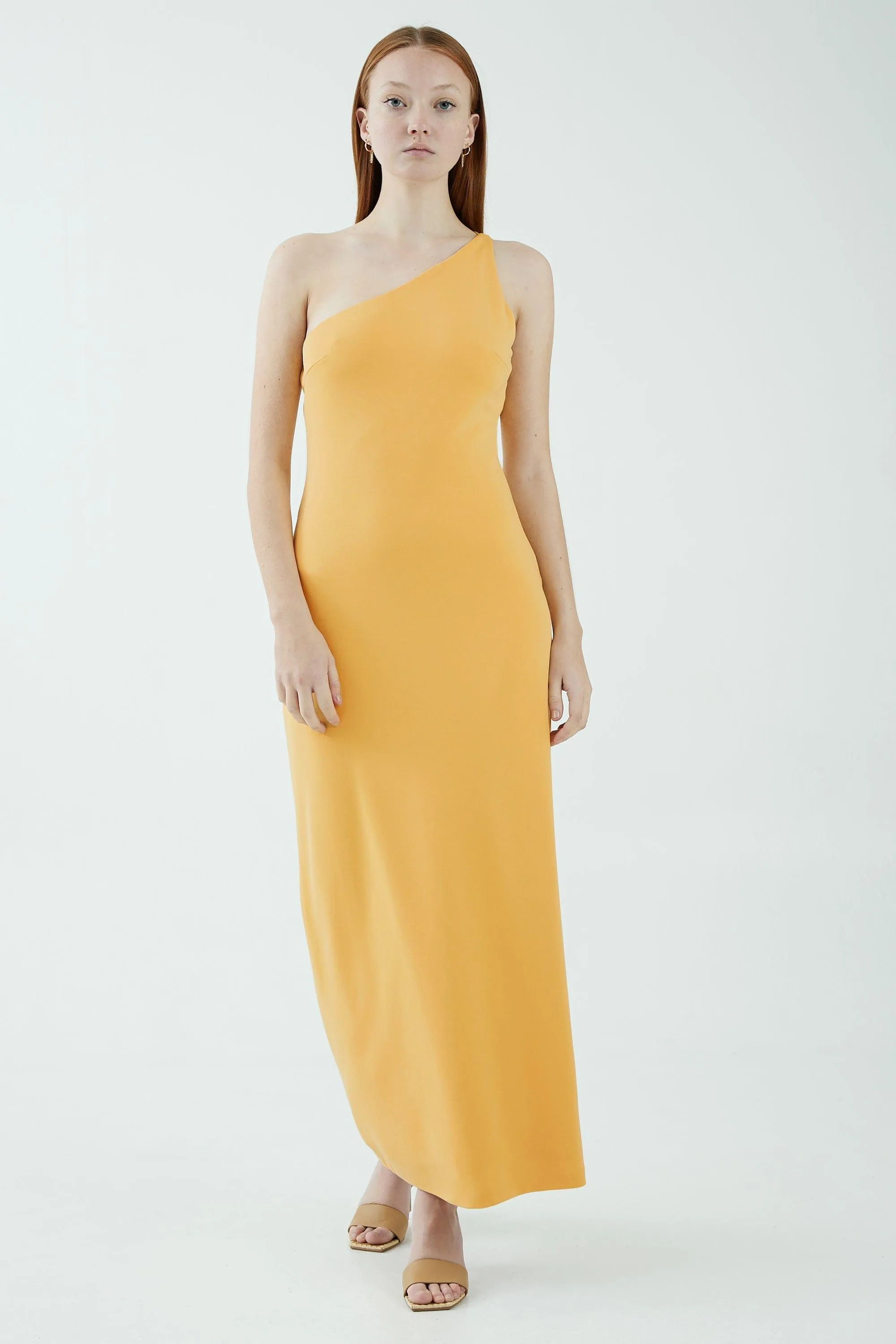 MODE ONE SHOULDER BACK OUT MAXI | MARIGOLD