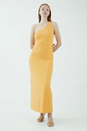 MODE ONE SHOULDER BACK OUT MAXI | MARIGOLD
