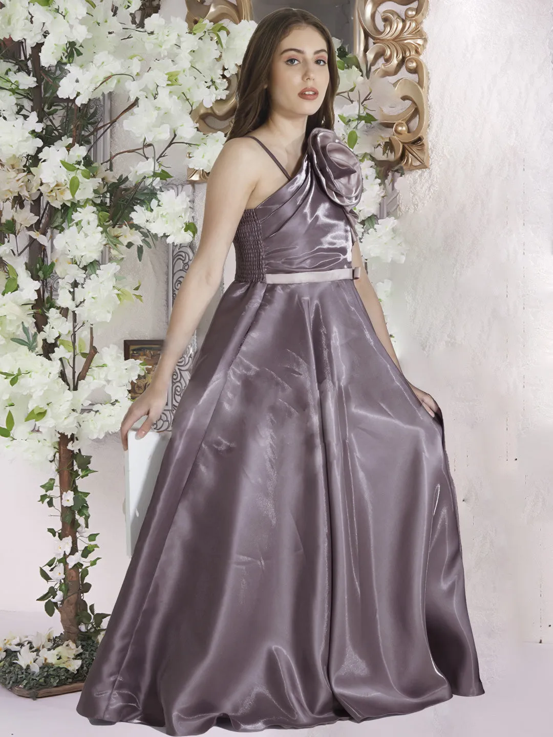 Mystic Charcoal Mulberry Gown for Girls