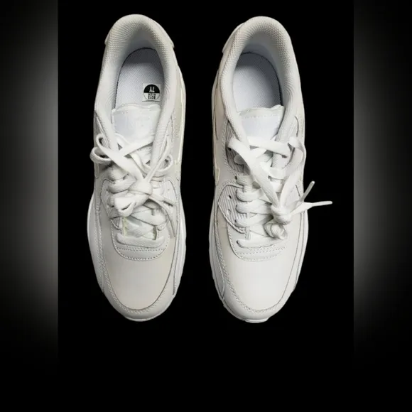 Nike Air Max 90 LTR (GS) White Leather Shoes Boys' Grade School Size 7Y