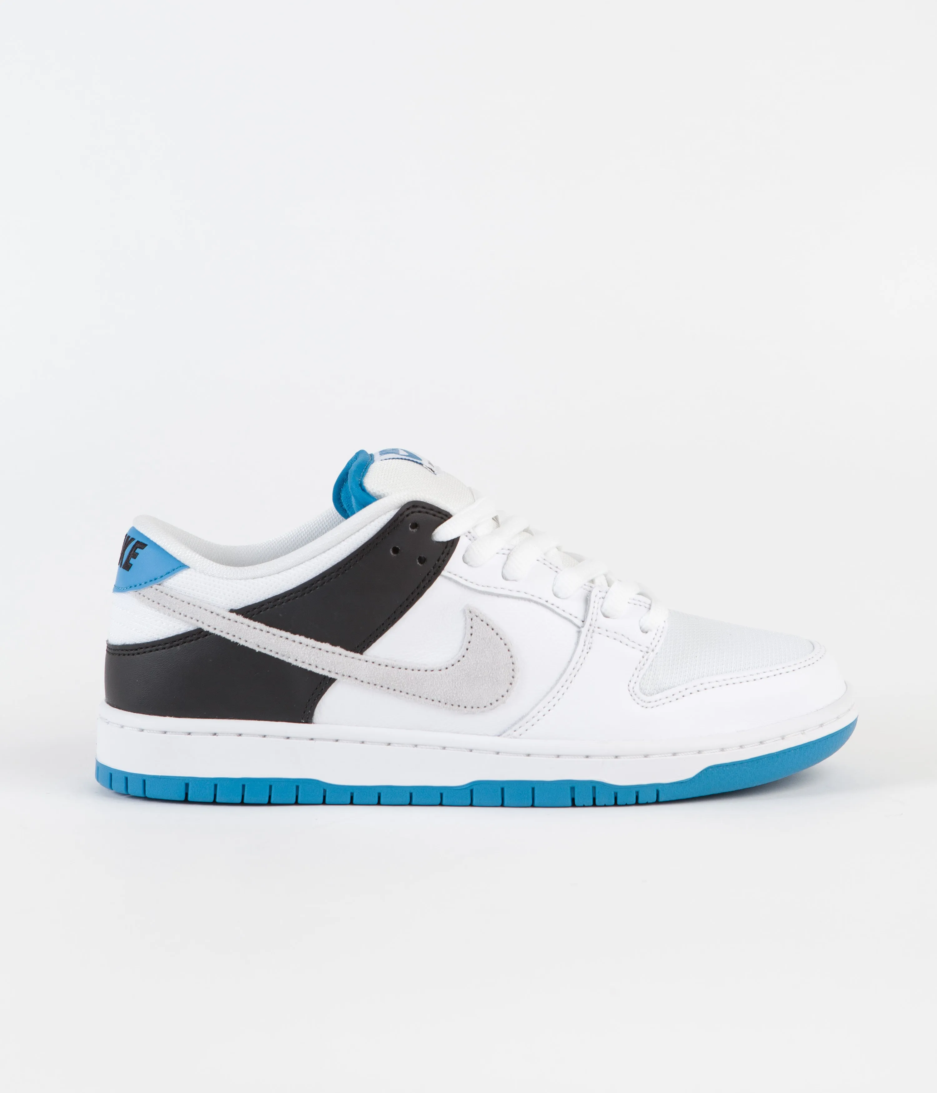 Nike SB Dunk Low Pro Shoes - White / Neutral Grey - Black - Laser Blue
